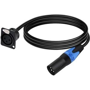D-type XLR vrouwelijk paneelmontage naar XLR mannelijke connector doorvoerkabel, 3-pins XLR pass-thru-converter compatibel met microfoon (Color : Blue, Size : 15m)