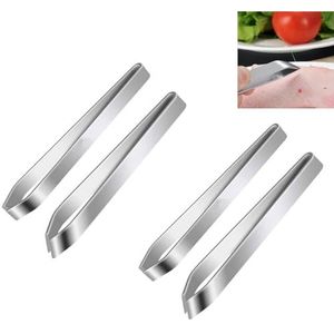 Vistang, 4 stuks visgraatpincetten van roestvrij staal, visbottang, keukentang, voor het verwijderen van visgraaten, varkensveren en kippenveren