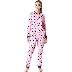 Merry Style Meisjes Pyjama Slaap Onesie Jumpsuit Overall MS10-235 (Roze/Navy Harten, 170)