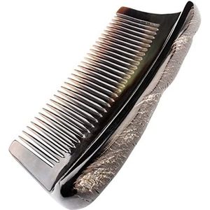 Verdikte zwarte buffelhoorn met hoorn leer statische halve maan type huishouden handige kam 1 stuk (kleur: 12,5 cm)