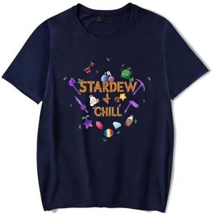 Stardew Valley T-shirt voor jongens en meisjes, casual T-shirt, uniseks, modieus shirt met korte mouwen, zomerkleding, Blauw, 4XL