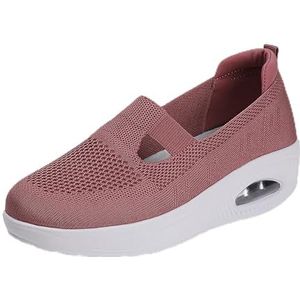 Orthopedische Schoenen Met Platform Casual Wandelschoenen for Dames Gebreide Sportschoenen Van Mesh Klassieke Instapsneakers Zomerse Ademende Hardloopschoenen Lichtgewicht Sneakers (Color : Pink, Si