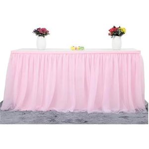 Tafelrokken 6ft kant taft tutu tule tafelrok voor ronde of rechthoekige tafel babyshower verjaardagsfeest benodigdheden (kleur: roze tafelrokken, maat: 6 ft)