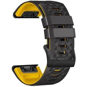 22 mm 26 mm QuickFit Siliconen Sportarmband geschikt voor Garmin Epix Gen 2 Fenix ​​7X 6X Pro Quatix 7X/Enduro 7 5XPlus Horlogeband (Kleur: Zwart Geel, Maat: Voor Fenix5 5Plus)