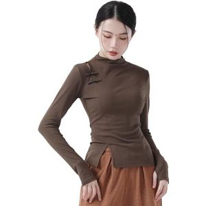 Angcoco Elegante tops met opstaande kraag en lange mouwen voor dames
