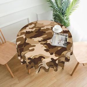 MYGANN Bruin Camouflage Waterdicht Rimpelbestendig 152Cm Ronde Tafelkleed Voor Binnen En Buiten Tafel Decoraties Bruiloft Housewarming Gift