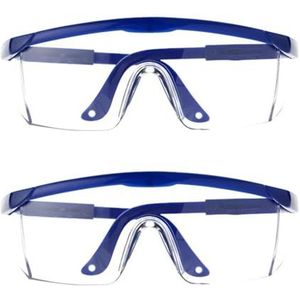 Veiligheidsbril, 10 paar anti-spat veiligheidsbrillen, beschermende brillen for werk, industrieel laboratorium, winddicht, stofdicht, fietsbrillen(Blue 2pcs)