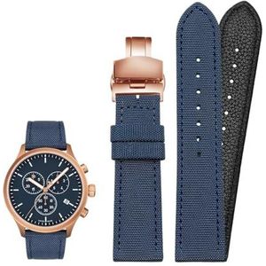 18mm 19mm 20mm 21mm 22mm 23mm 24mm Nylon Canvas Horlogeband Universele Armband for Mannen Vrouwen Sport geschikt for Tissot geschikt for Timex geschikt for Seiko horloge (Color : Blue-rose buckle, S