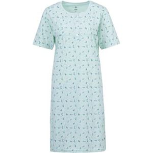 Zeitlos Nachthemd dames korte mouwen takken knopen M-6XL knoopsluiting slaapshirt, munt, XL