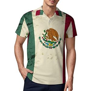 Retro Mexico Vlag Mannen Golf Polo-Shirt Zomer Korte Mouw T-Shirt Casual Sneldrogende Tees 4XL