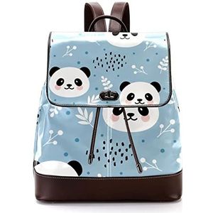 Panda blad blauw gepersonaliseerde schooltassen boekentassen voor tiener, Meerkleurig, 27x12.3x32cm, Rugzak Rugzakken