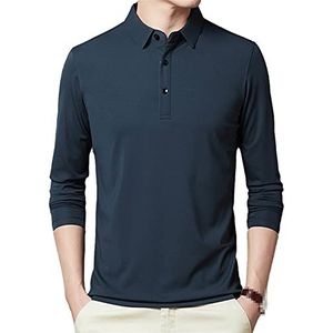 Polo Shirt Mannen Katoen Lange Mouw Polo Shirts Mannelijke Klassieke Effen Kleuren Slim Fit Tee Shirt Mannen Oversized Kleding, Groen, L