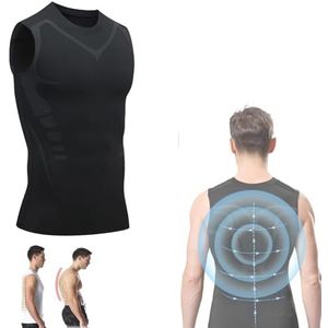 Menionic Toermalijn Posturecorrector Vest, 2024 nieuwe versie Ionic Shaping mouwloos shirt, comfortabel en ademend (S, zwart)