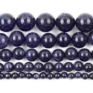 Natuursteen kralen 4/6/8/10mm lava amethist jade ronde bedels losse kralen voor sieraden maken DIY armband accessoires-blauwe zandsteen-10mm 36-37pcs