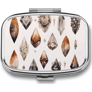 Verschillende Diamanten Print Pillendoos Geneeskunde Pil Organizer Kleine Pil Case Reizen Pil Container Draagbare Pil Case voor Pocket 2 Compartiment Pillenhouder Pillendozen voor Reizen