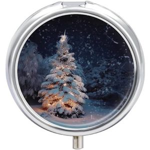 Pillendoosje Reizen Pil Organizer Kerstboom Sneeuw Gedrukt Leuke Pillendoos Handige Pillendoos Geschikt om in Zakken en Zakken Te Worden Geplaatst