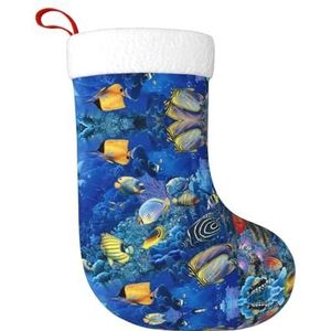 Kfjghhl Tropische Vissen Grote Xmas Kous Sneeuwpop Gedrukt Patroon Sokken Kerst Opknoping Tassen Home Decoraties