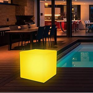 wuuhoo® LED solarlamp ""Kubi"" met 16 kleuren, weerbestendige en dimbare LED kubus met afstandsbediening, solar kubuslamp voor binnen en buiten, tuinlamp, tuinverlichting, sfeerlamp 40 x 40 x 40 cm