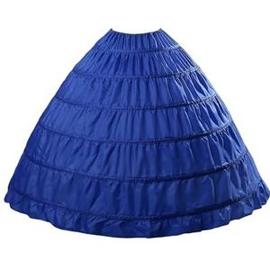 BEAUTELICATE Petticoat,onderrok, crinoline, volledige A-lijn, 6 banden, vloerlengte, bruidsjurk, rok, 9 kleuren, koningsblauw, one size