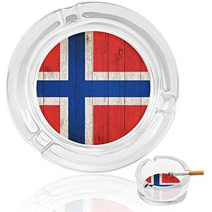 Vintage Noorwegen Vlag Houten Achtergrond Glas Asbak Afdrukken Sigaar Asbakken Sigaretten Asbak Roken Houder Ash Tray Voor Thuiskantoor