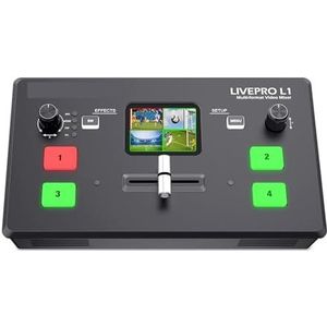 L1 V1 Multi-formaat videomixer-switcher 4x-ingangen Cameraproductie USB3.0 Live streaming Uitgebreide compatibiliteit