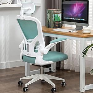ALEAVIC Ergonomische bureaustoel met verstelbare hoofdsteun, armleuning, lendensteun, 360° draaistoel met ademende rugleuning van gaasdoek (blauw)