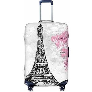 Reizen Bagage Cover Dubbelzijdige Koffer Cover Voor Man Vrouw Schilderen Parijs Eiffeltoren Wasbare Koffer Protector Bagage Protector Voor Reizen Volwassen, Zwart, Medium