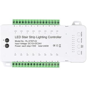 LED-afstandsbediening, Dimbare Trap LED-controller 16 Kanalen Dubbele PIR-bewegingssensor Traplichtstrip Trapcontroller For Lampenstrip