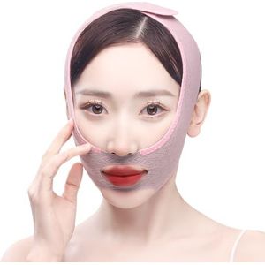 1 stuks dubbele kinverlooper, kinlifting-riem, dubbele kin-masker, kinlifting-masker, V-lijn lifting-masker, face-lifting-riem (grijs)