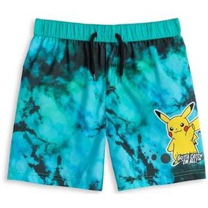 Pokémon Pikachu blauwe tie-dye zwemshort | Strandkleding voor jongens met elastische taille met trekkoord | Klassieke cartoonbadmode | Ik moet ze allemaal vangen, 5-6 jaar