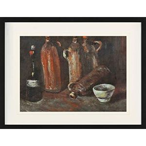 1art1 Vincent Van Gogh Poster Still Life With Four Stone Bottles, Flask And White Cup, 1884 Ingelijste Foto Met Passepartout | Muur Foto's | In Een Fotolijstje 80x60 cm
