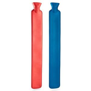 Lange warmwaterkruik van 2 liter, rubberen warmwaterzak, verpakking van 1 of 2 stuks, voor pijnverlichting, warm kompres, krampen, rugpijn, nekpijn (2 stuks)