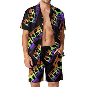 Gay Pride Love It Hawaiiaanse sets voor heren, button-down trainingspak met korte mouwen, strandoutfits, 2XL