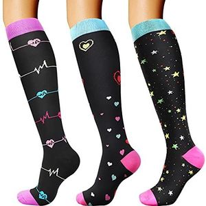 DRESHOW Compressiesokken voor Mannen & Vrouwen voor Atletiek Lopen Reizen Fietsen