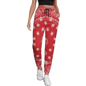 Rode Bandana Patroon Vrouwen Joggingbroek Running Joggers Broek Casual Broek Elastische Taille Lange Met Zakken