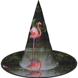 ASEELO Heksenhoed Twee flamingo's Halloween heksen hoed voor Halloween kostuum carnaval accessoire