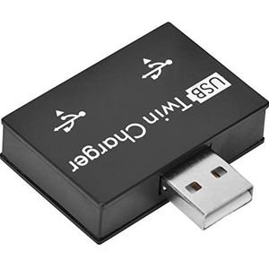 Bewinner Mini USB Hub 2-Port USB Dubbele Lader Splitter Adapter Converter Kit Aluminium + PC Klein / Draagbaar / Robuust / Robuust Mini Hub voor Mac, PC, USB Flash Drives (Zwart)