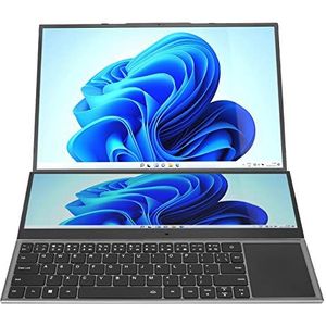 Laptop met Dubbel Scherm, 16 Inch 14 Inch Laptop met Dubbel Scherm Volledige Functie 32 GB DDR4 RAM voor Intel voor Core I7 CPU voor Kantoor (EU-stekker)