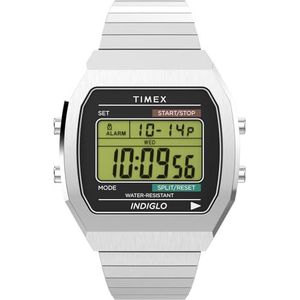 Timex Unisex Digitaal Quartz Horloge met Roestvrij Stalen Band TW2W47700YB, Roestvrij staal