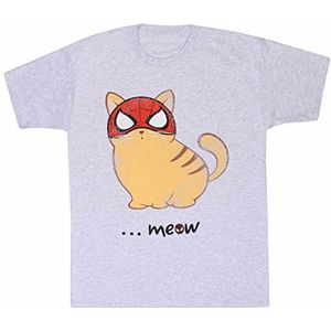 Marvel SpiderMan - Miles Morales Meow Mens Tshirt Grijs