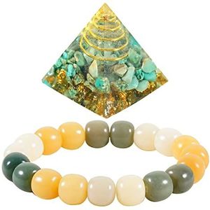 Soulnioi Healing Crystal Green Aventurijn Crystal Piramide Hart Chakra Balancing Stone Ornament Wit Jade Bodhi Kleurrijke Kralen Armband Energie Reiki Spirituele Meditatie Woondecoratie