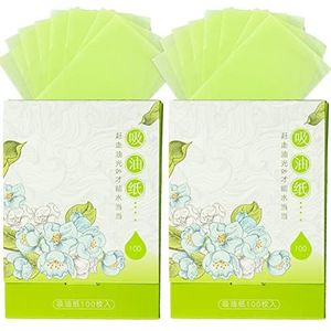 200 Vellen Bamboe Houtskool en Groene Thee Blotting Papier - Olie Absorberend Weefsel voor Sport, Fitness, Make-up en Reizen, Groen