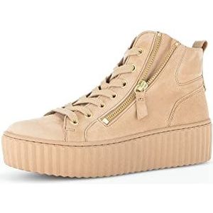 Gabor High-Top sneakers voor dames, lage schoenen, uitneembaar voetbed, Beige caramel, 43 EU