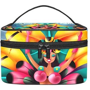 Make-up Organizer Bag, Reizen Make-up Tas Organizer Case Draagbare Cosmetische Tas voor Vrouwen en Meisjes Toiletartikelen Braziliaanse Jaarlijkse Carnaval Festival Sprankelende Lichten Danseres Muzikanten, Meerkleurig, 22.5x15x13.8cm/8.9x5.9x5.4in