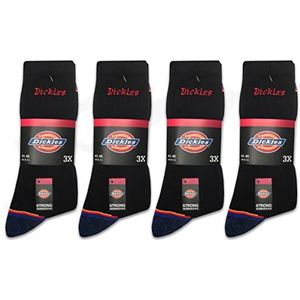 Dickies STRONG WORK SOCKS, werksokken voor heren, zakelijke sokken, kousen, maat 41-50, 12 paar, zwart, 12 paar, 39/42 EU