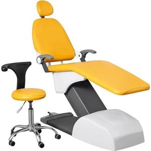 Tandarts Stoelbekleding Set, Volledig PU Lederen Waterdichte Beschermende Covers, 4 Stuks/Set, Afneembare Rugleuning Beschermer Tandarts Apparatuur, Houd Uw Stoel Vrij van Vervuiling(Yellow)