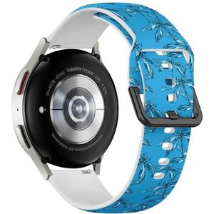 Sportieve zachte band compatibel met Samsung Galaxy Watch 6 / Classic, Galaxy Watch 5 / PRO, Galaxy Watch 4 Classic (blauwe libel) siliconen armband accessoire