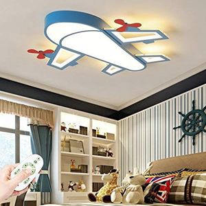 LED kinderkamer slaapkamer plafondlamp kinderen cartoon plafondlamp blauwe vliegtuigen kroonluchterverlichting jongens kamer verlichting creatieve babykamer lampen met afstandsbediening dimbaar, 60 cm 50 W