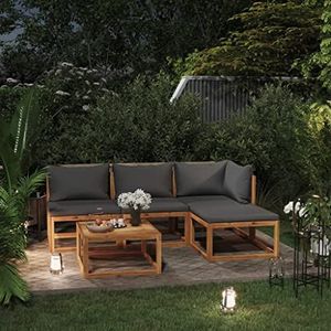 AUUIJKJF Tuinmeubilair 5-delige tuinloungeset met kussens, massief houten acacia (alleen UK/IE/FI/NO) meubels