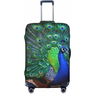 IguaTu Mooie pauw bagagehoes, trolley koffer beschermende elastische hoes, anti-kras bagagehoes, past 45-70 cm bagage, Wit, L